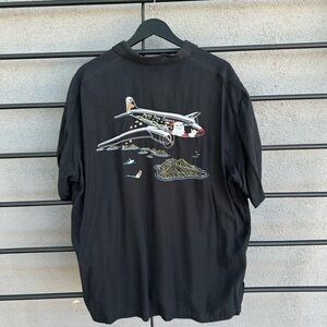 Tori Richard Santa Christmas Shirt Black Silk Blend Men's 2XL